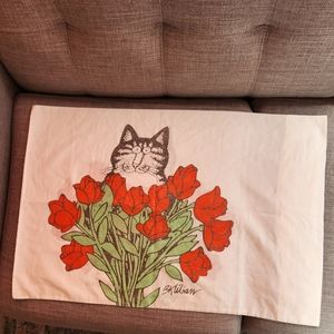 Vintage Kliban Cat with Roses Pillowcase